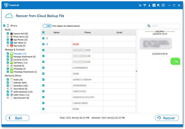 extract icloud backup to recover iphone cantacts
