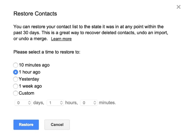 restore facebook contacts from cloud